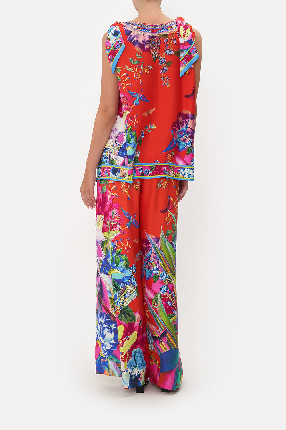 SCARF TIE TOP BIRDS OF A FEATHER