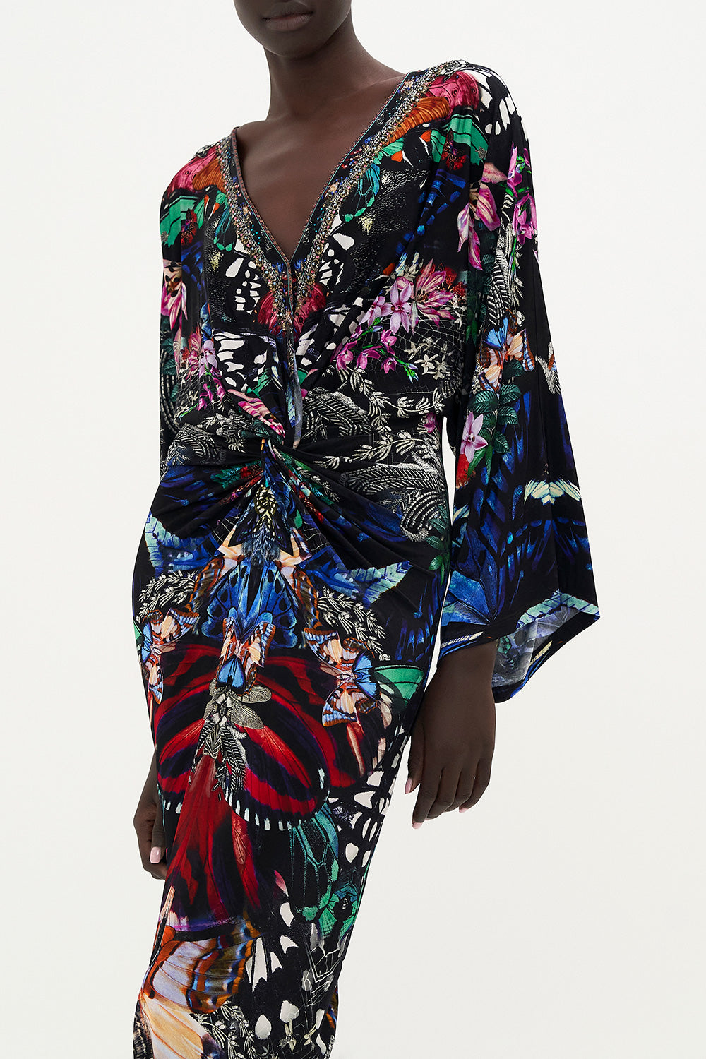 LONG SPLIT FRONT TWIST DRESS FLUTTER BY