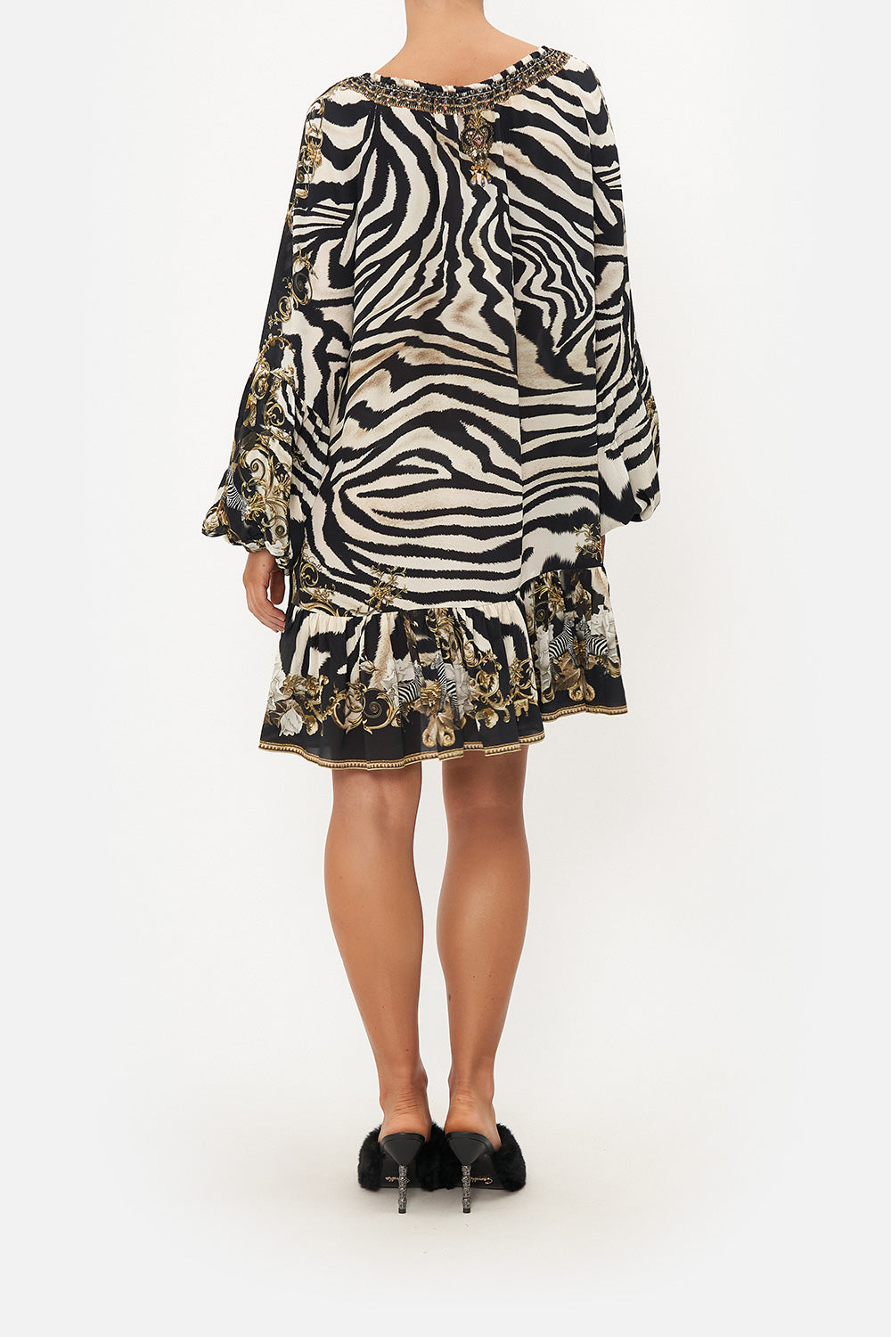 BLOUSON SLEEVE A LINE FRILL DRESS EARN YOUR STRIPES