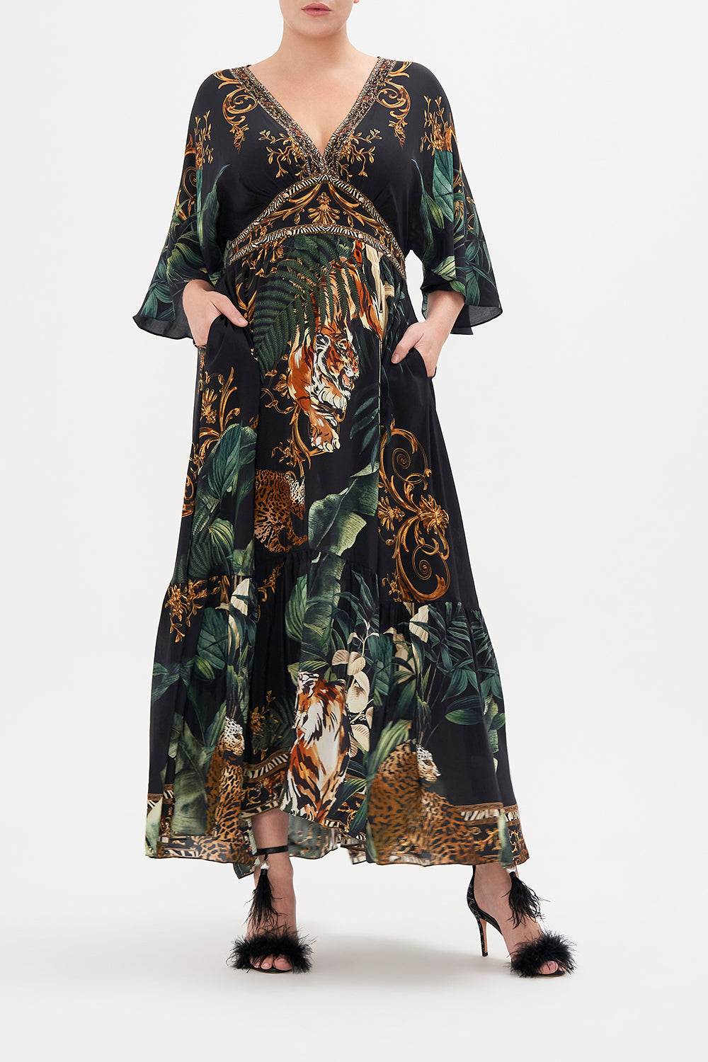 WAISTED DRESS WITH HEM RUFFLE EASY TIGER