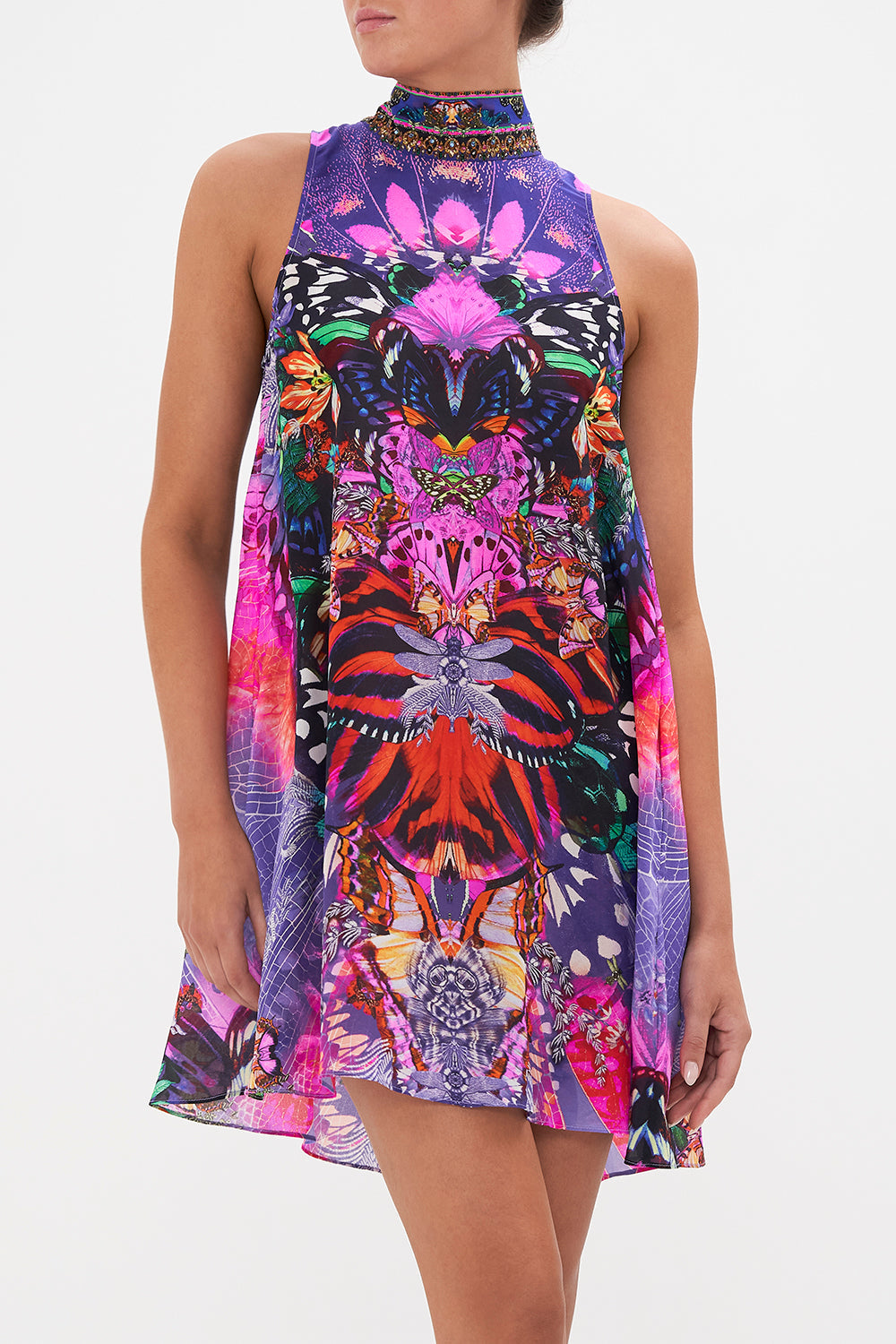 BACK NECK TIE SHORT DRESS INDIRA