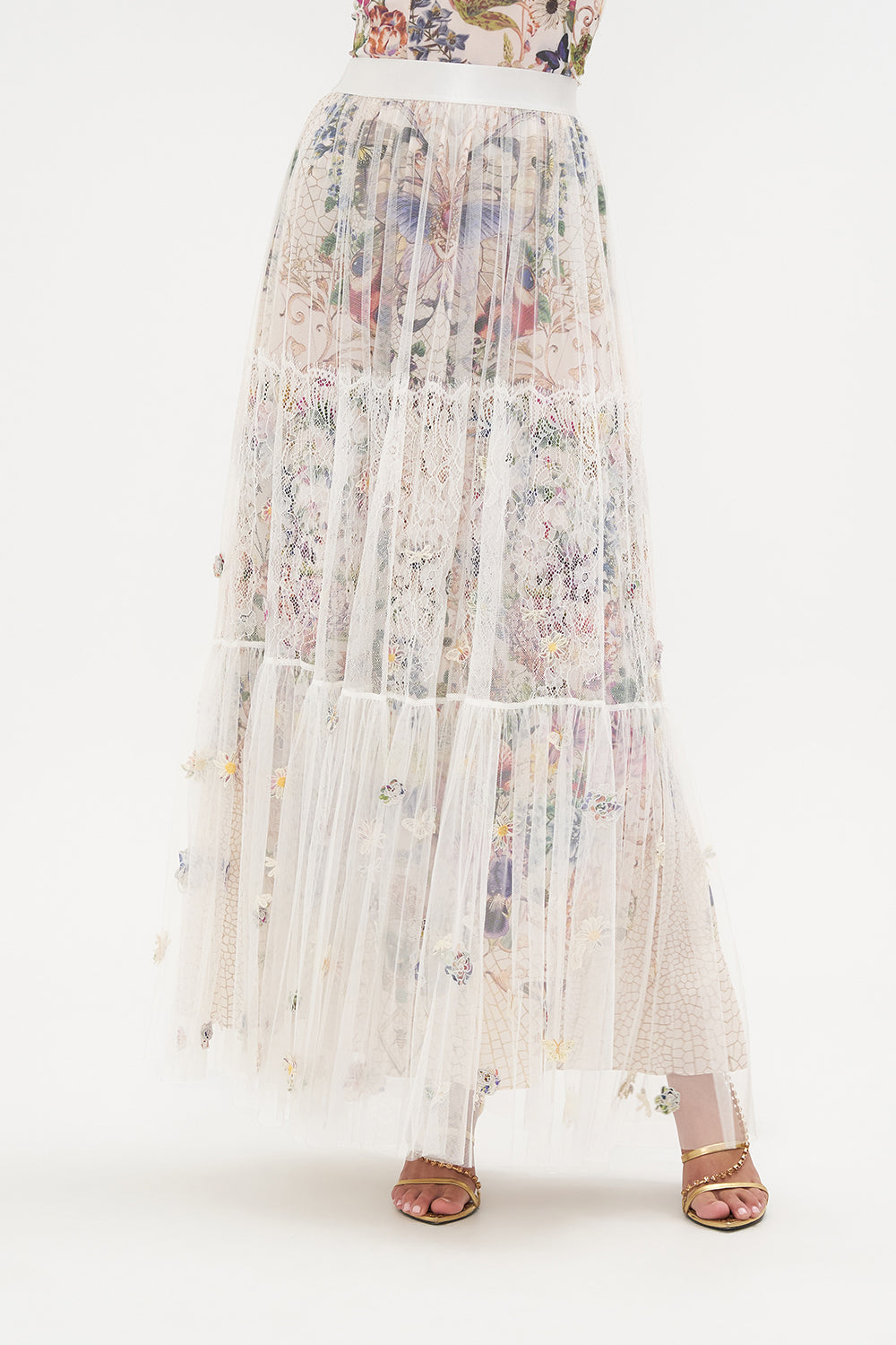 WAISTBAND RUFFLE HEM SKIRT QUEENS BEE HIVE