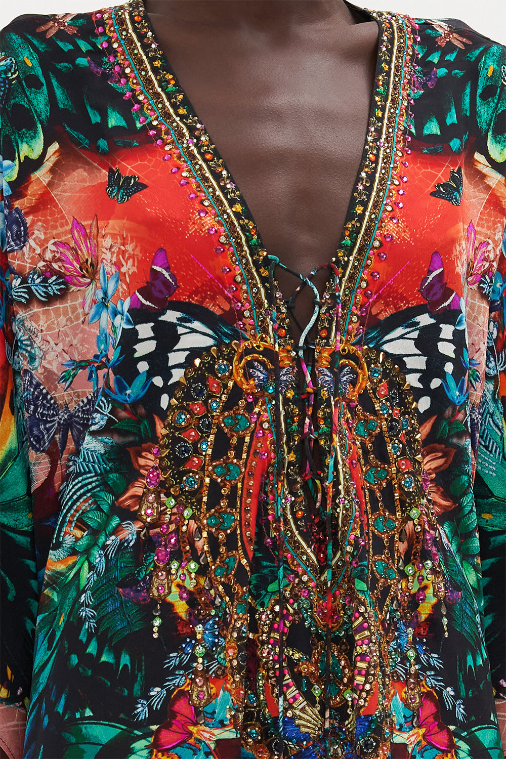 SHORT LACE UP KAFTAN IN A FLUTTER