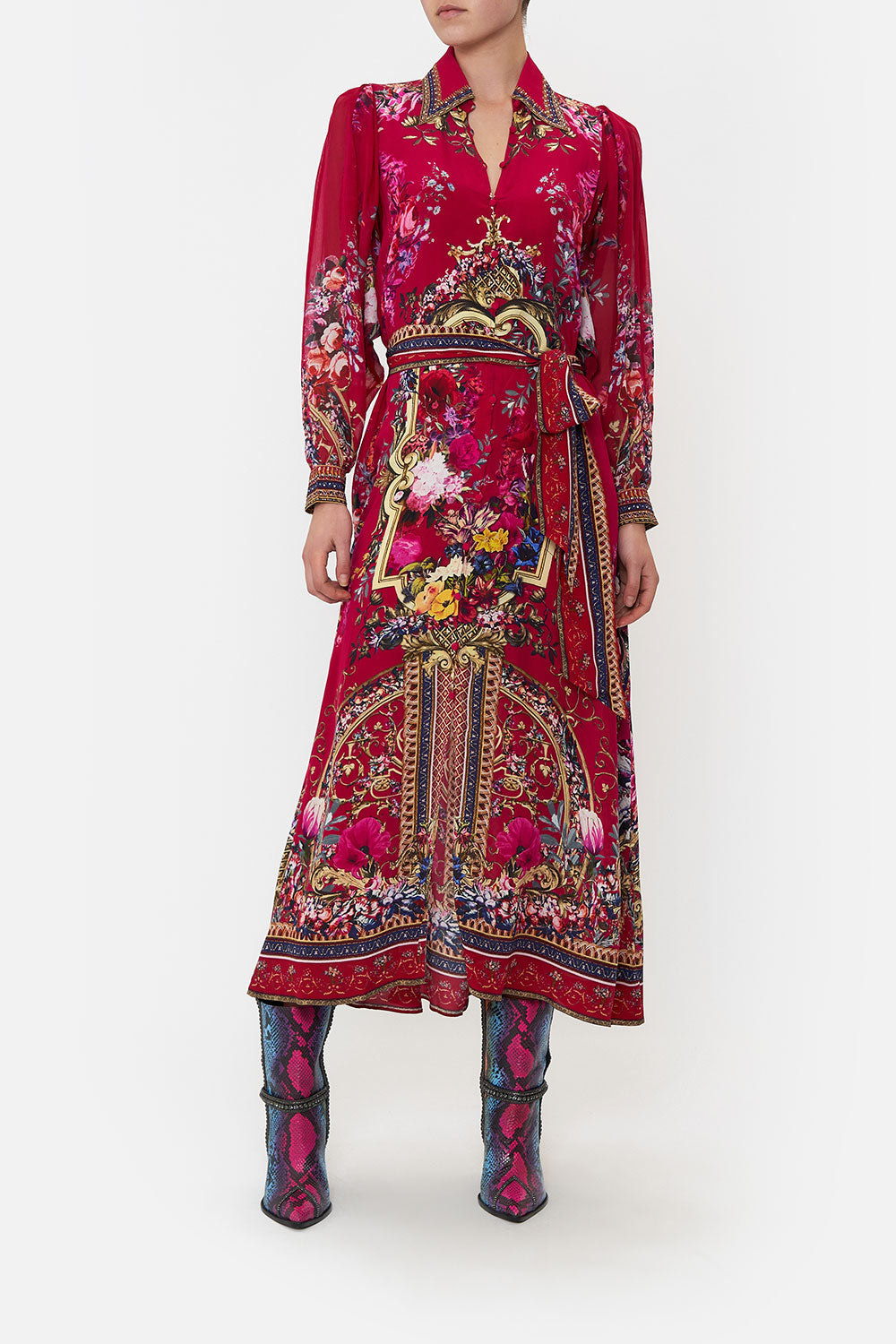 CURVED COLLAR SHIRT DRESS BOHEME BLOOMS