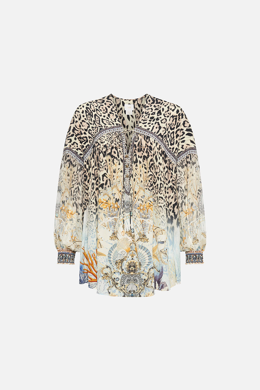 BLOUSON BLOUSE WITH NECK TIE SEAHORSE SONNET