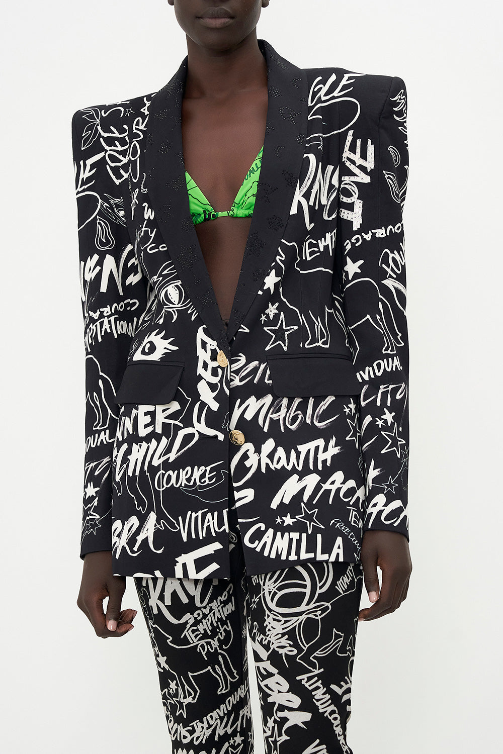 PEAKED SHOULDER BLAZER SPIRIT SCRIBBLE