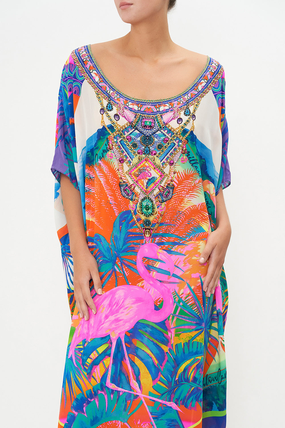 ROUND NECK KAFTAN FLAMENCO FLAMINGO
