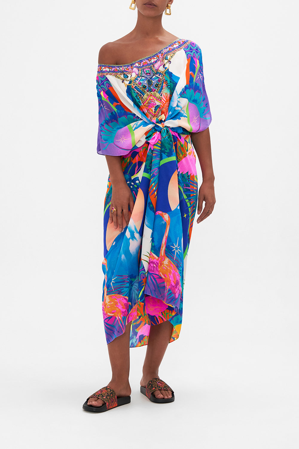 ROUND NECK KAFTAN FLAMENCO FLAMINGO