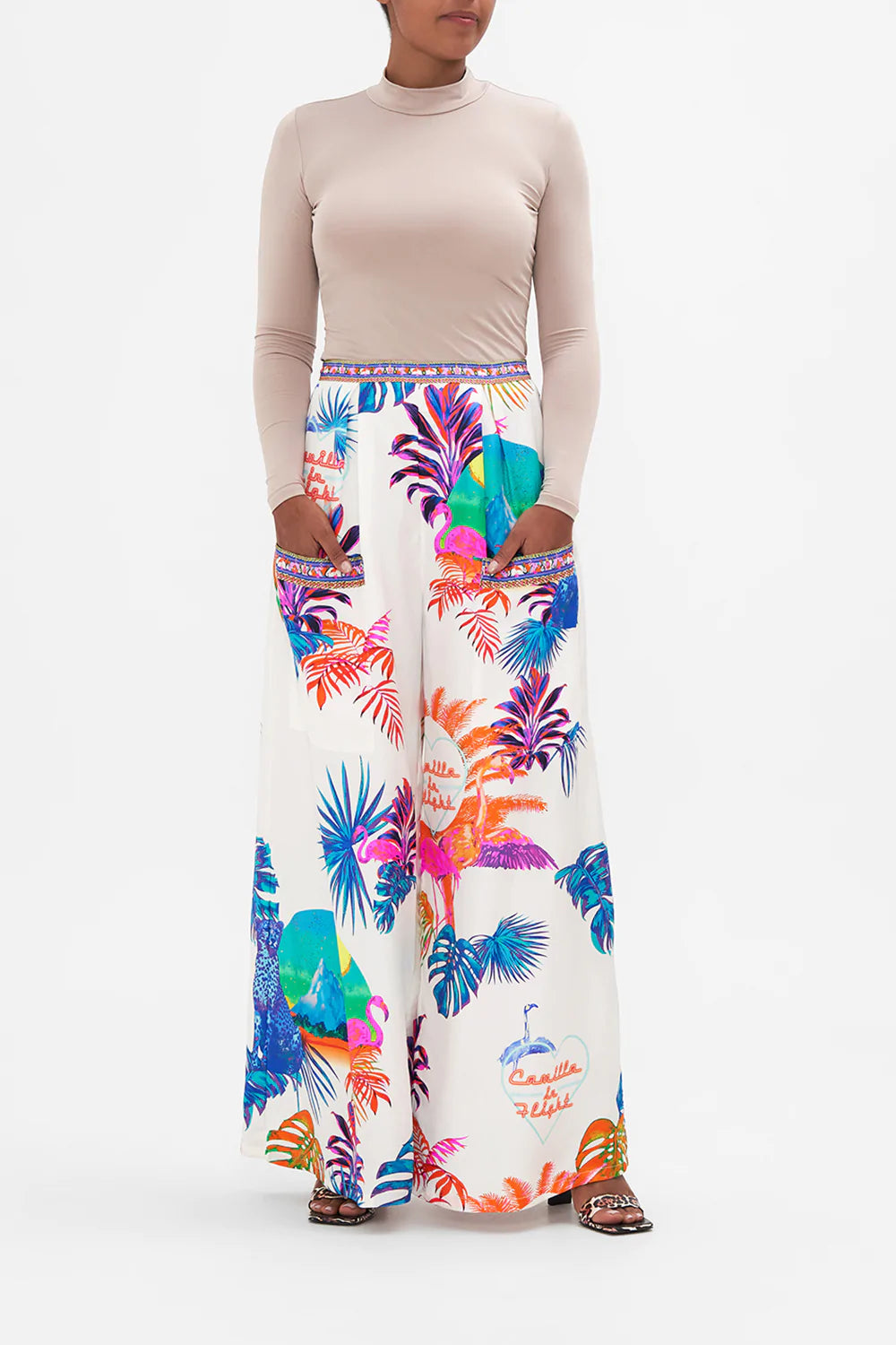 WIDE LEG TROUSER WITH FRONT POCKETS FLAMENCO FLAMINGO