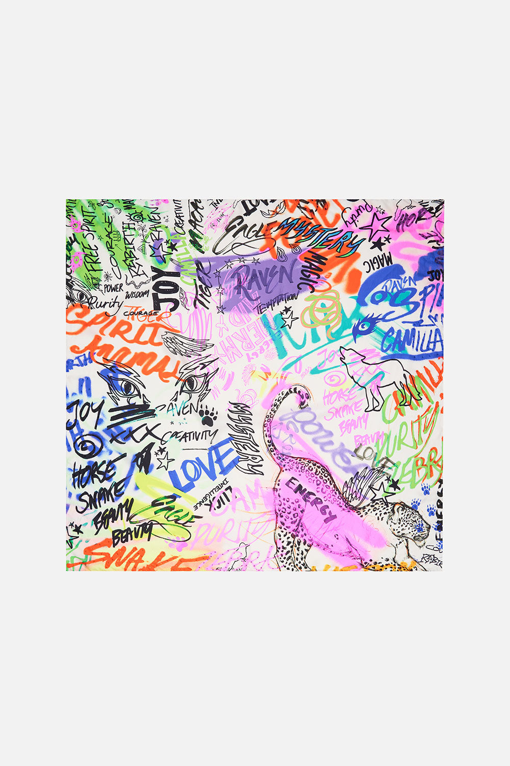 LARGE SQUARE SCARF GRAFFITI THE WORLD