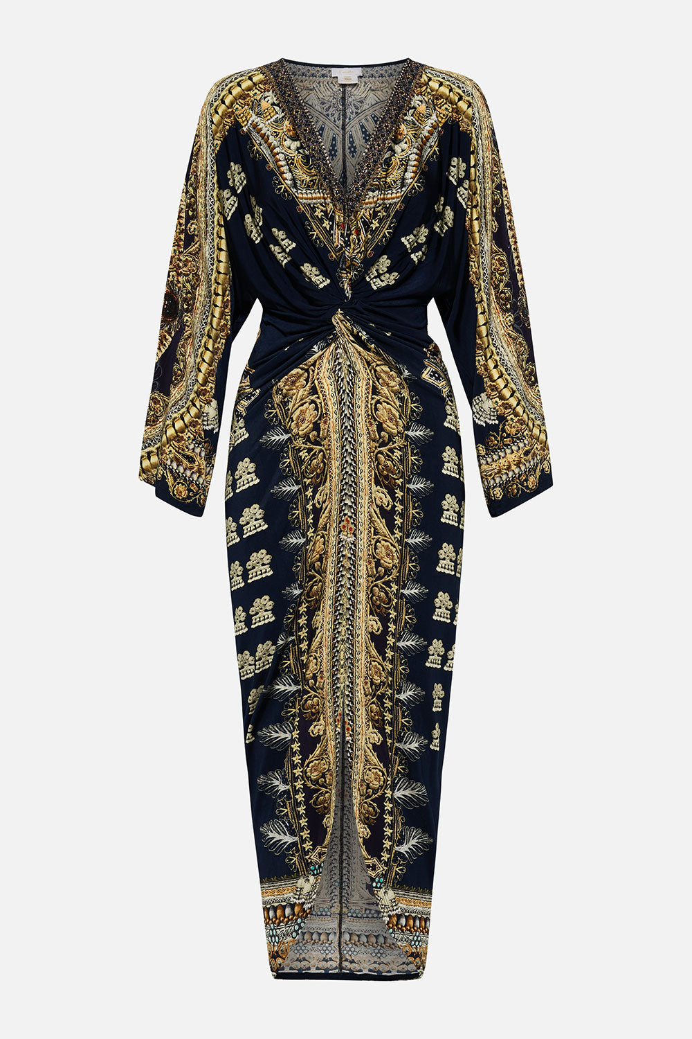 LONG SPLIT FRONT TWIST DRESS ITS ALL OVER TORERO