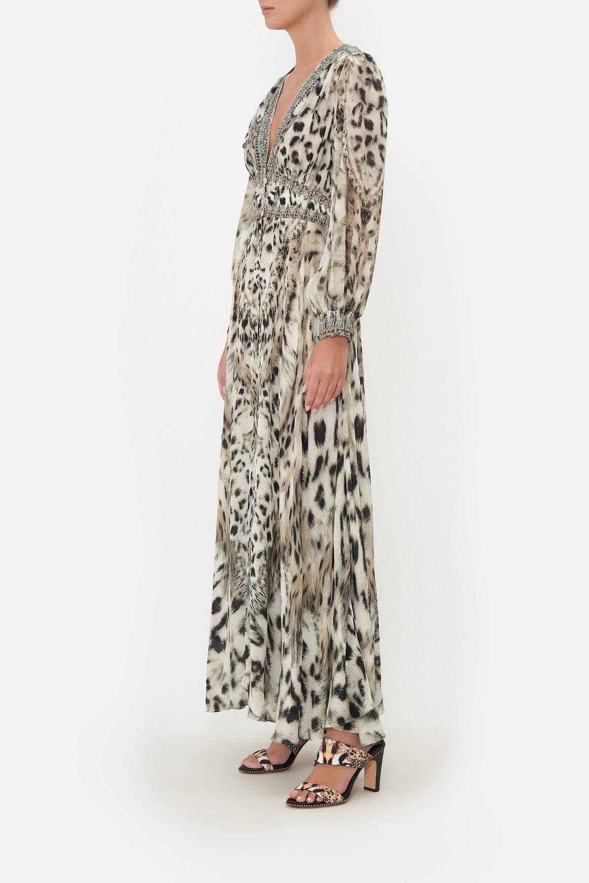 BUTTON DRESS WITH SHAPED WAISTBAND SNOW WHISPERS