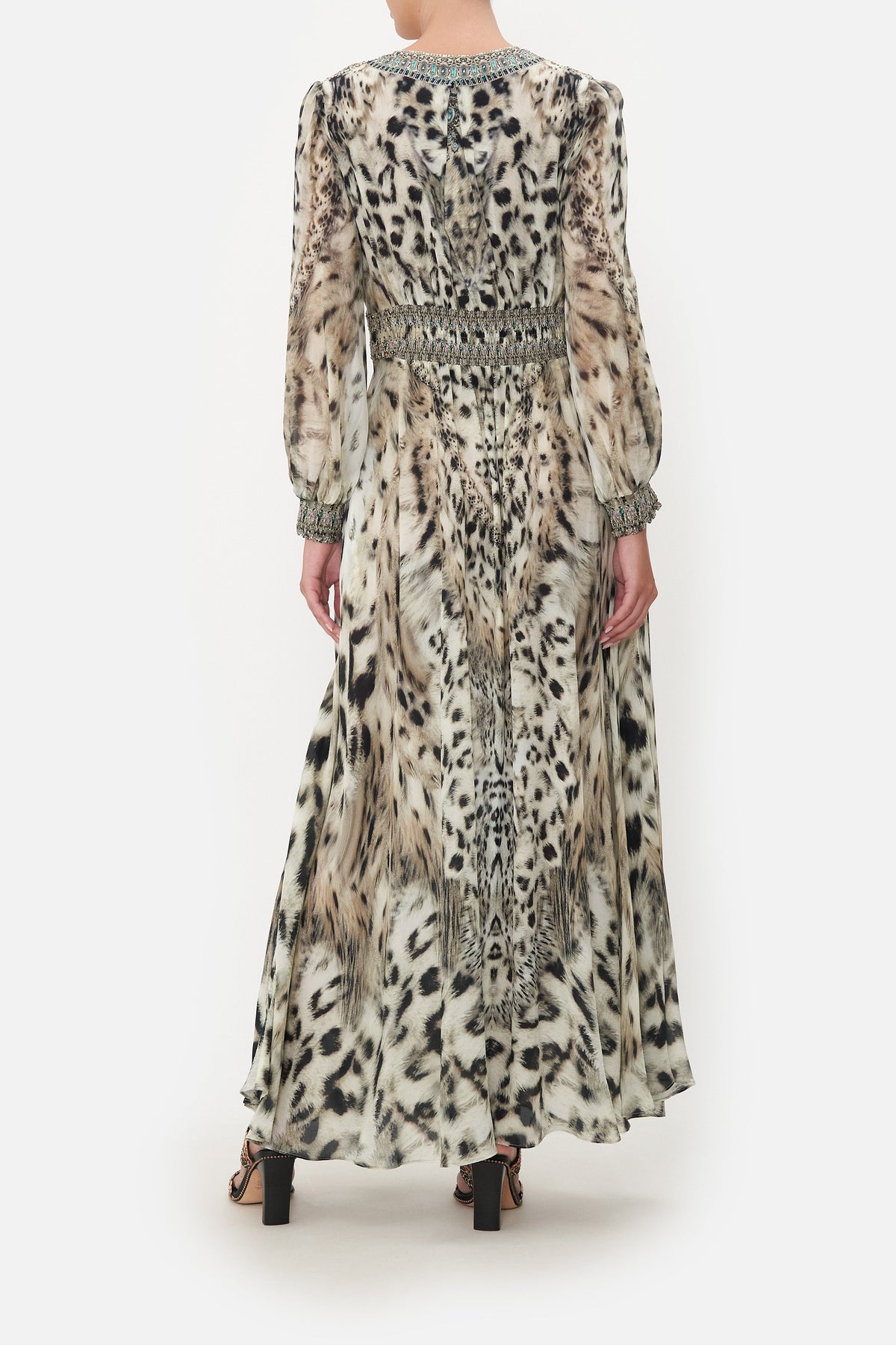 BUTTON DRESS WITH SHAPED WAISTBAND SNOW WHISPERS