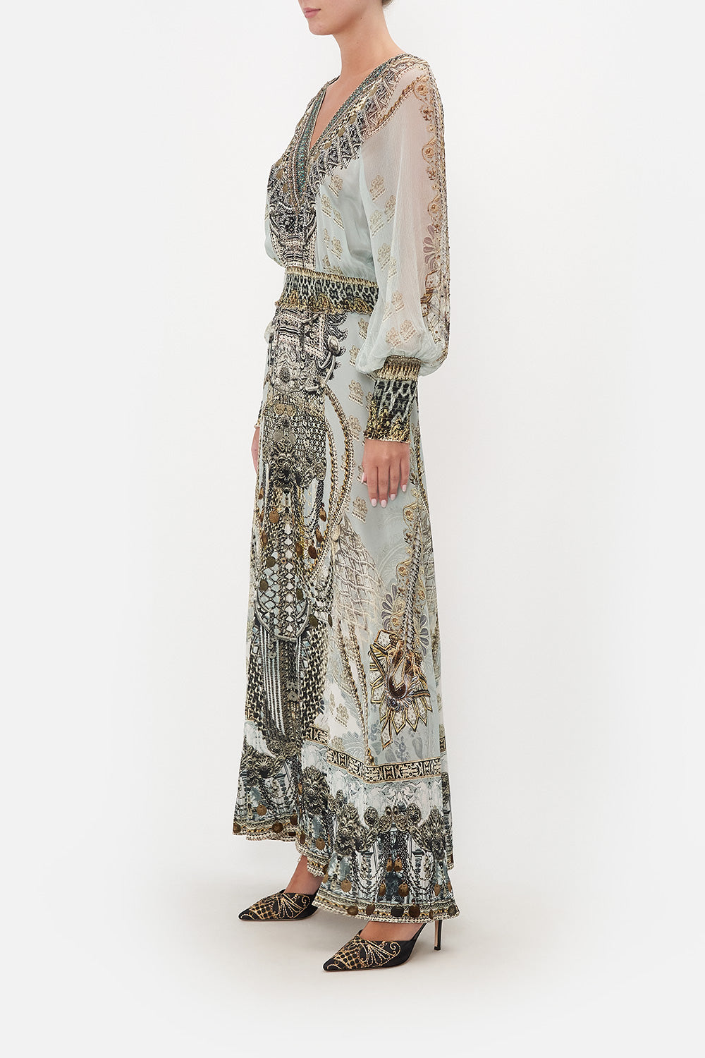 DRESS WITH SHIRRED WAIST AND CUFF FREE ESPIRITU