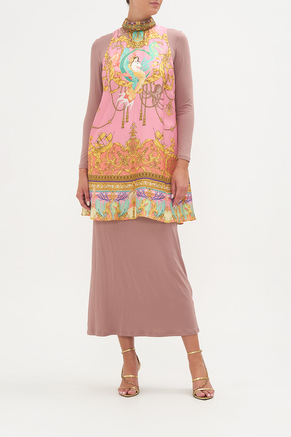 HIGH COLLAR SHIFT DRESS MERMAID MOTEL