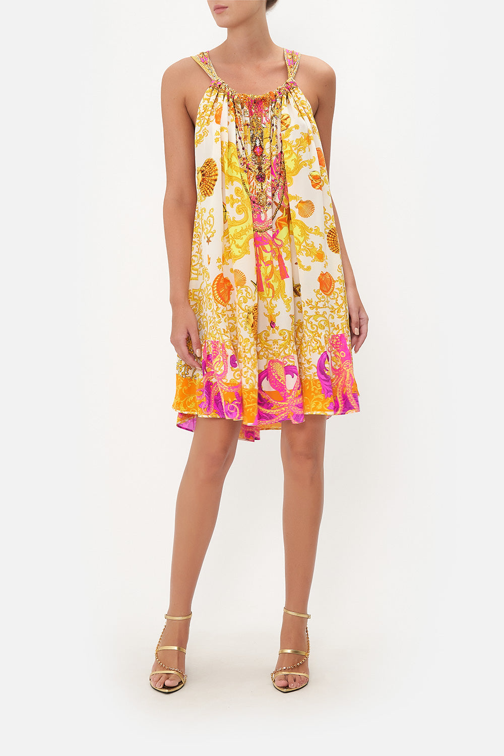 SHORT DRAWSTRING FRILL DRESS SQUID SQUAD