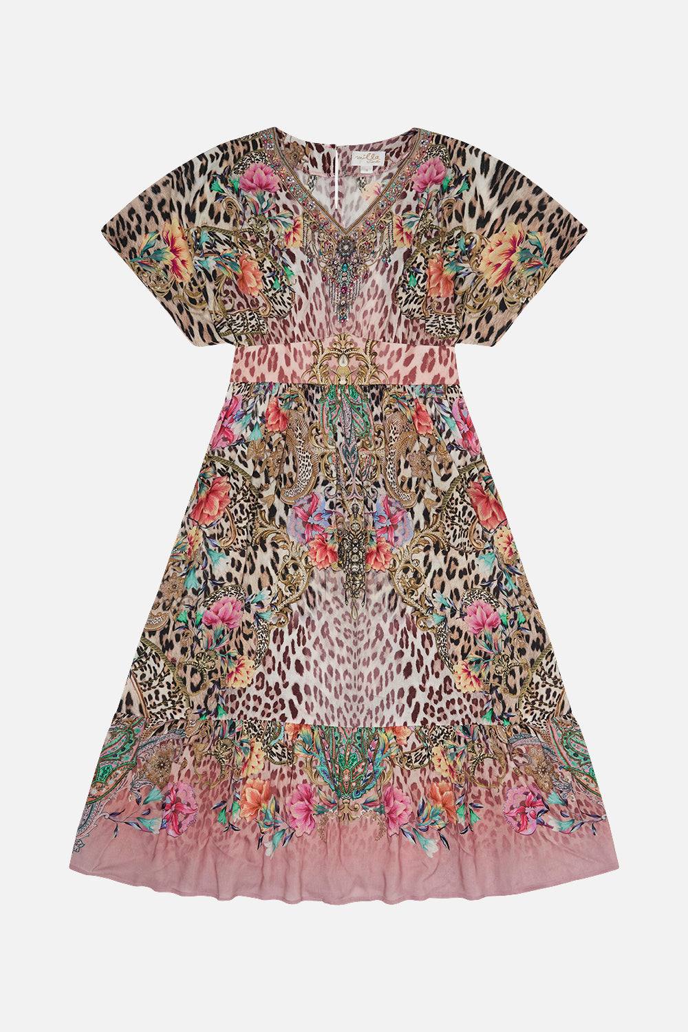 Kids Relaxed Shirred Waist Dress 12-14 Queen Atlantis print by CAMILLA