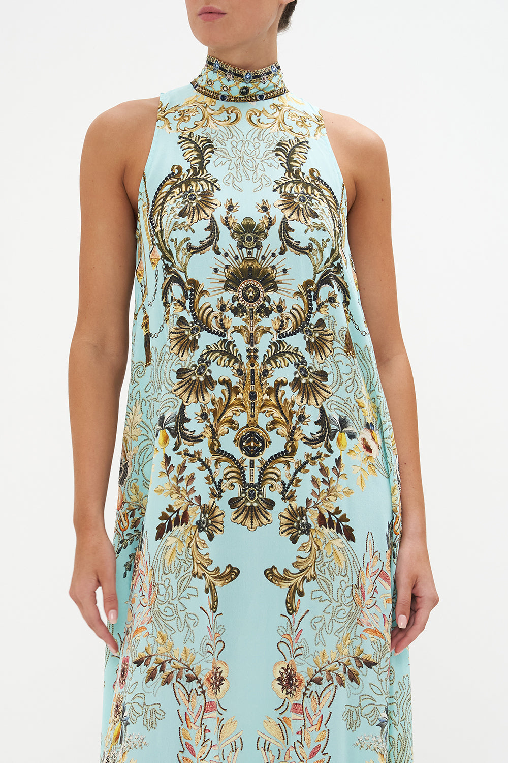 HIGH NECK DRESS WITH BACK NECK TIE ADIEU YESTERDAY