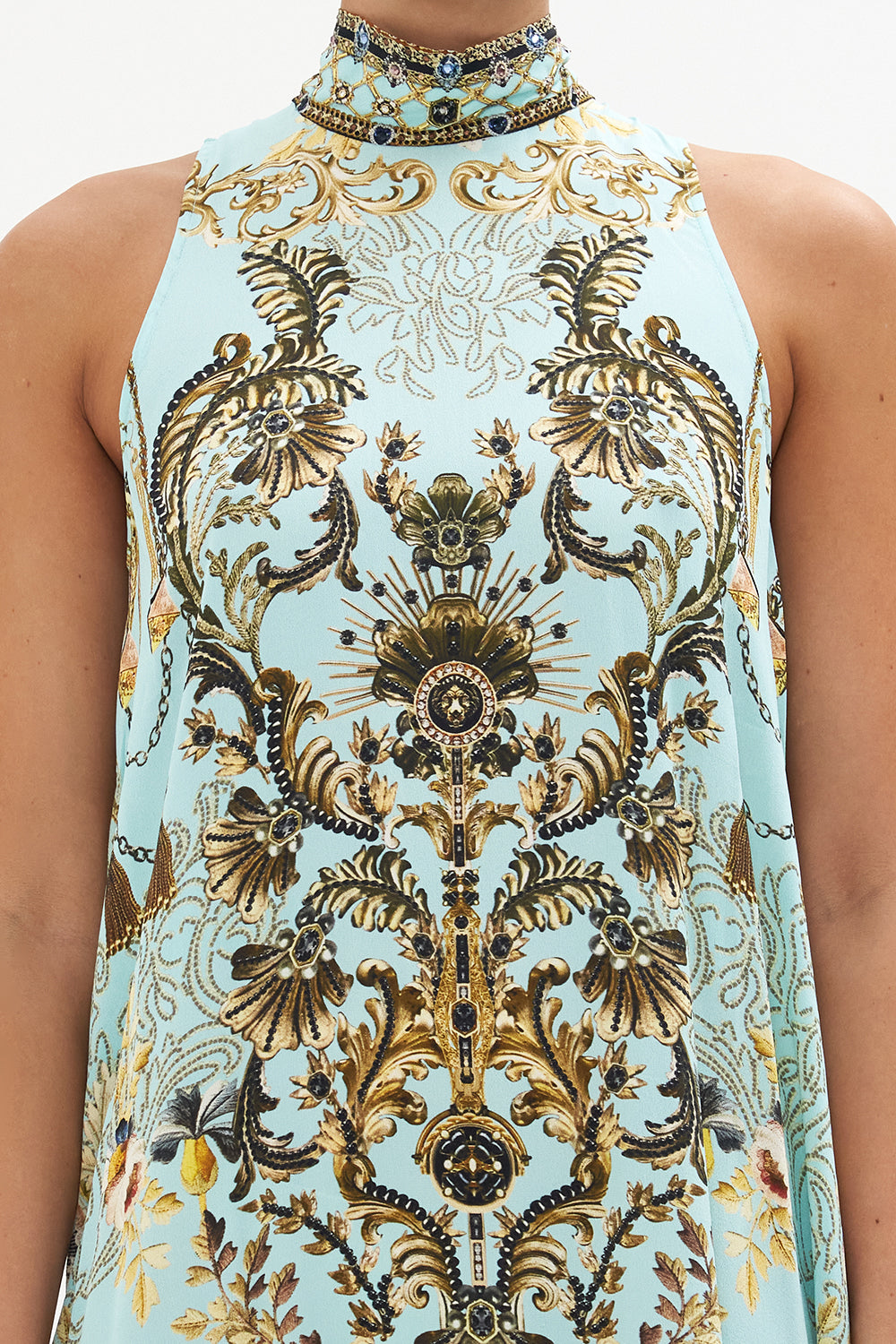 HIGH NECK DRESS WITH BACK NECK TIE ADIEU YESTERDAY