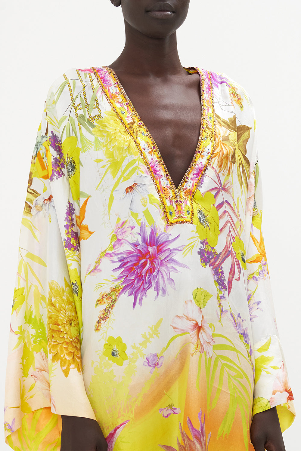 SHORT DEEP V KAFTAN WITH SLEEVE TABS HOW DOES YOUR GARDEN GROW