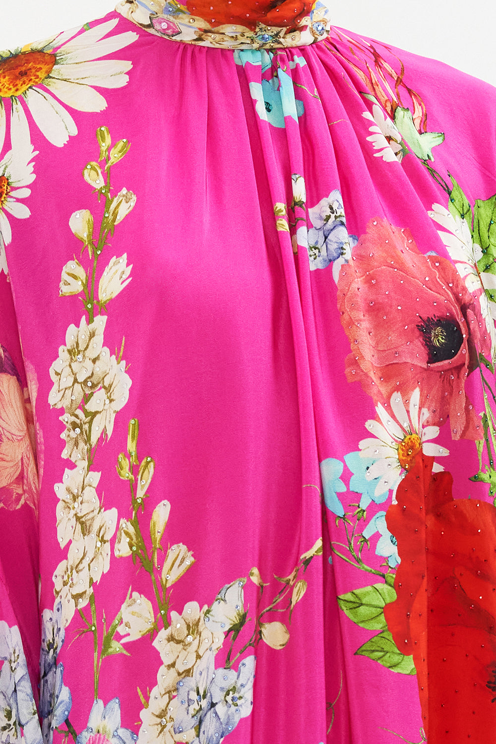 HIGH NECK RUFFLE SWING DRESS RAINBOW BODY