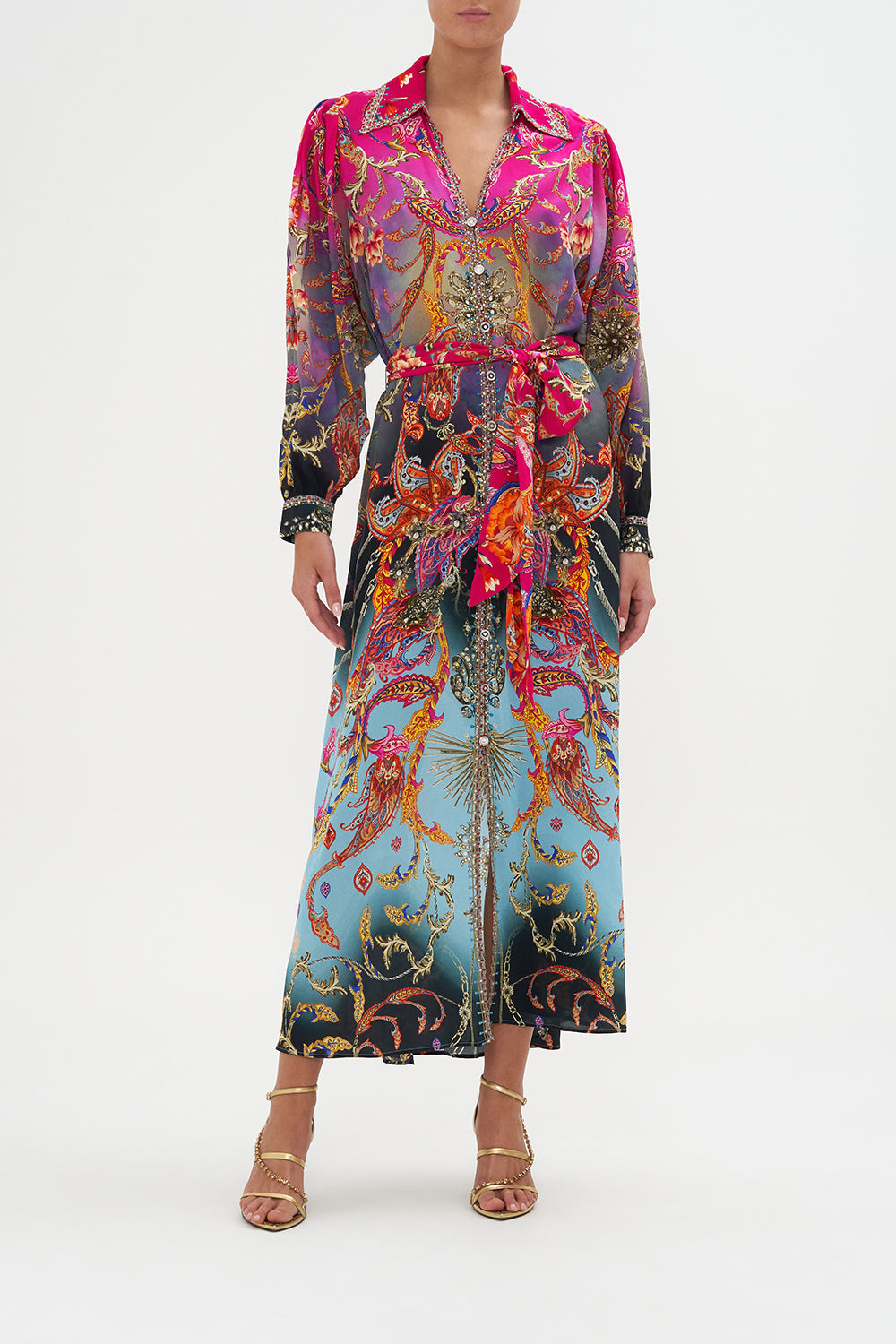 Curved Collar Shirt Dress What Lies Beneath print by CAMILLA