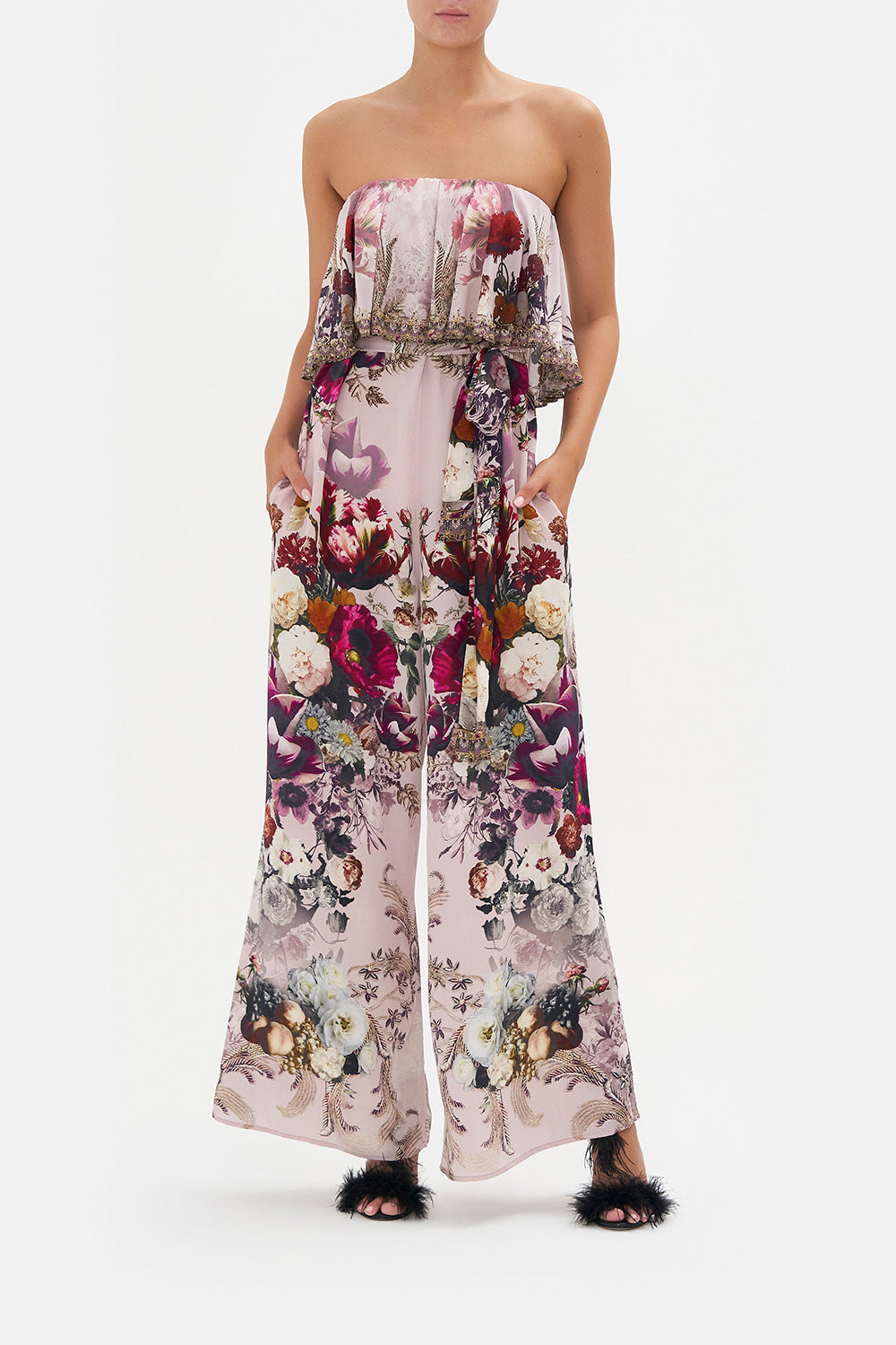 STRAPLESS JUMPSUIT WITH FRILL GYPSY ROSE