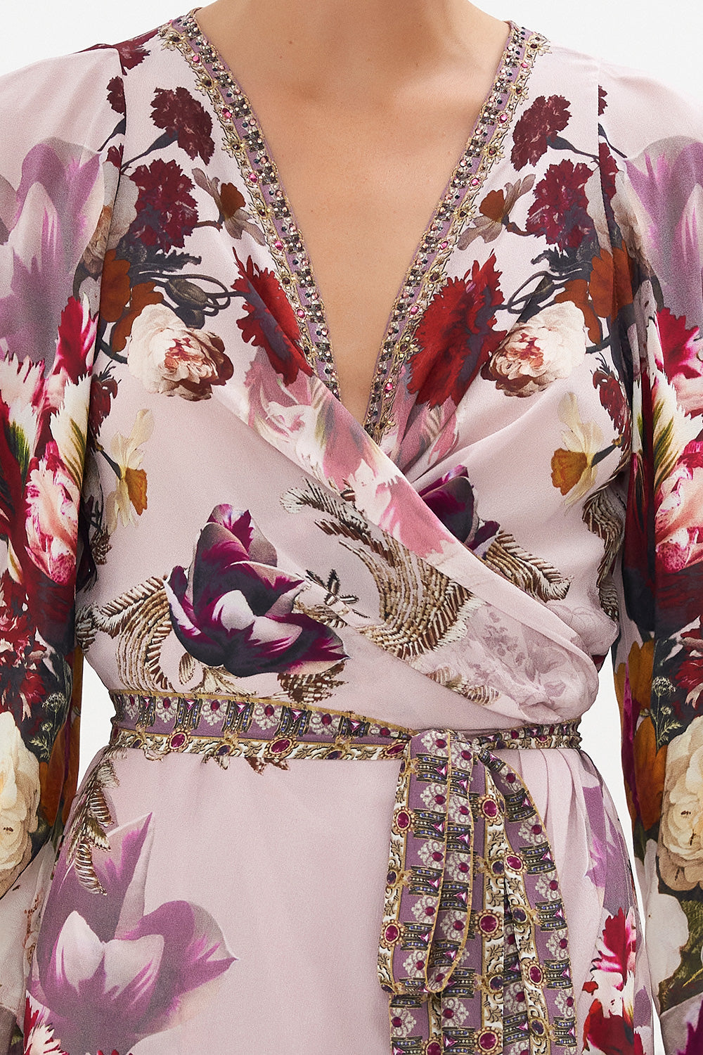 WRAP DRESS WITH DRAPED SLEEVE GYPSY ROSE