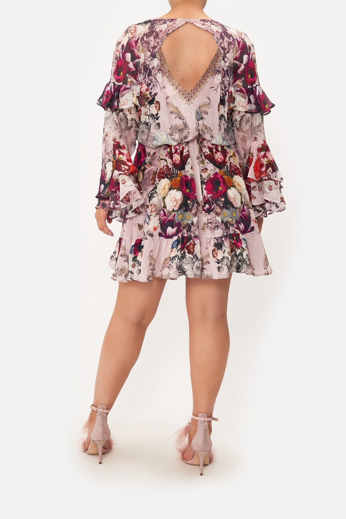 SHORT WRAP DRESS WITH RUFFLES GYPSY ROSE