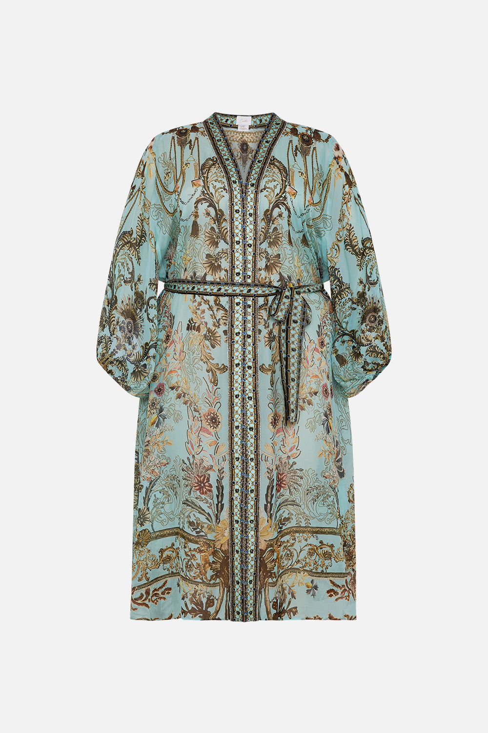 CAMILLA plus size silk kimono layer in Adieu Yesterday print