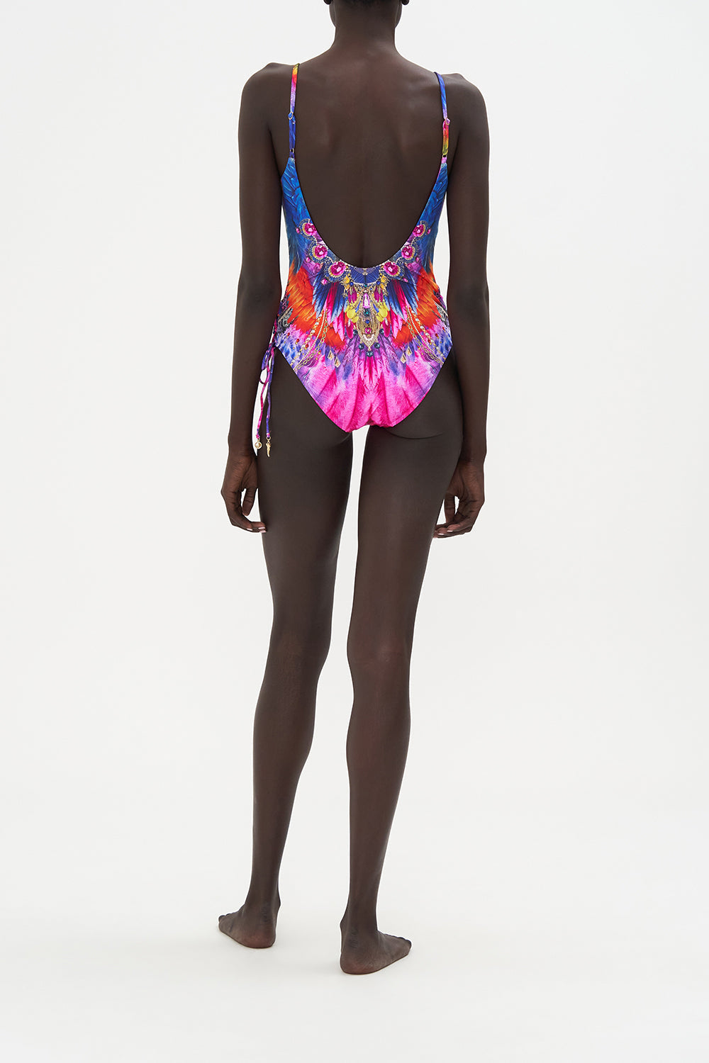 SCOOP NECK LACE UP SIDE ONE PIECE DANCING WITH DESTINY