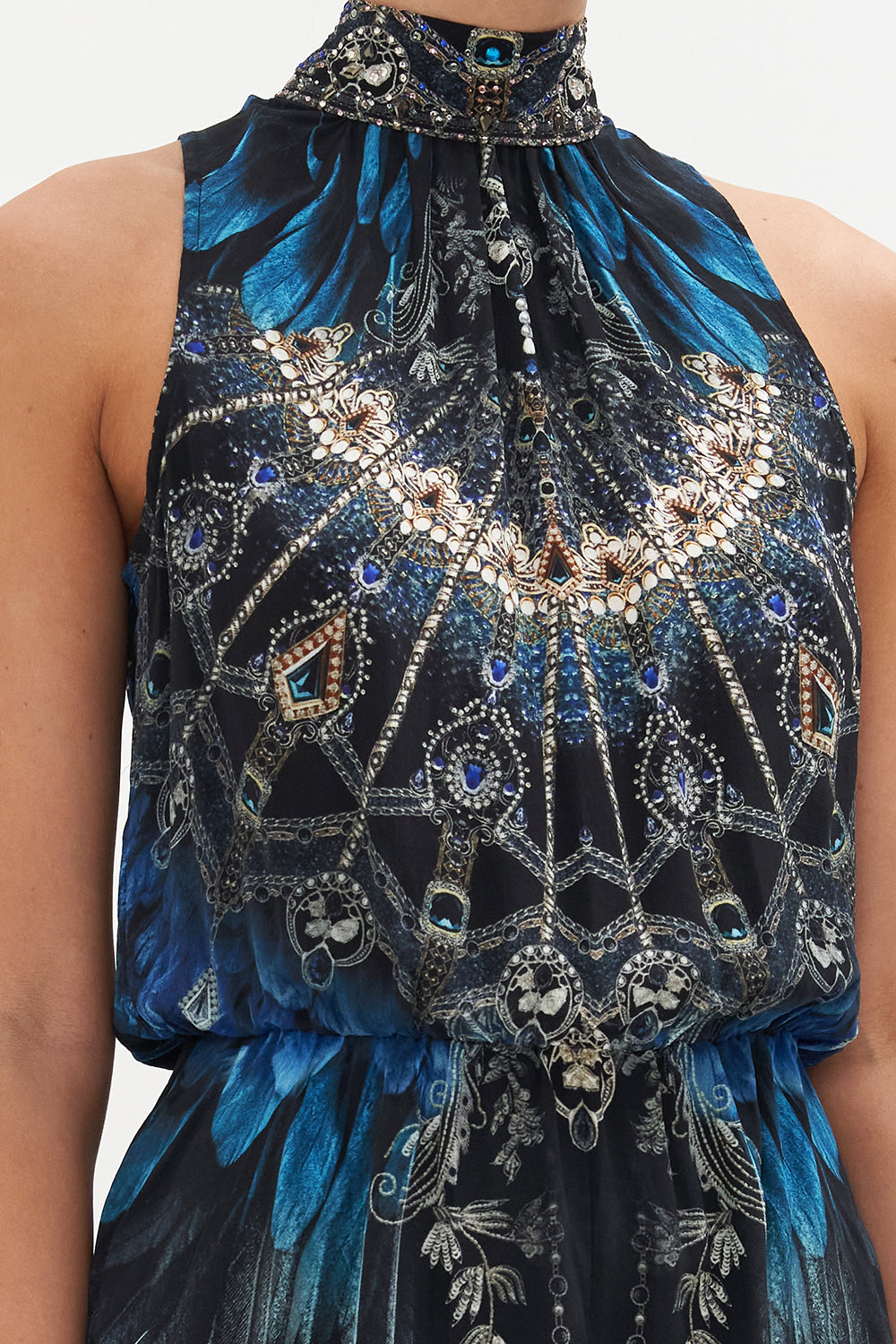 NECK TIE PLAYSUIT WITH ELASTIC WAIST GROUND CONTROL