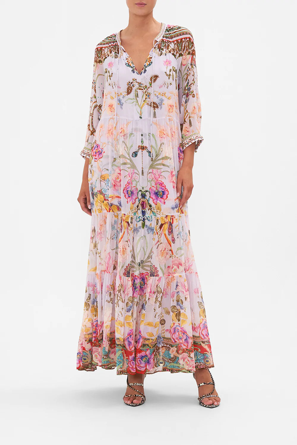 LONG GATHERED PANEL DRESS NATURES KALEIDOSCOPE