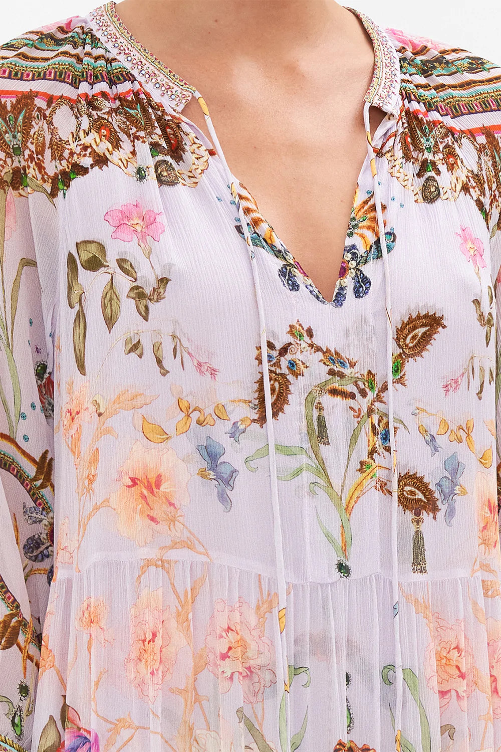 LONG GATHERED PANEL DRESS NATURES KALEIDOSCOPE