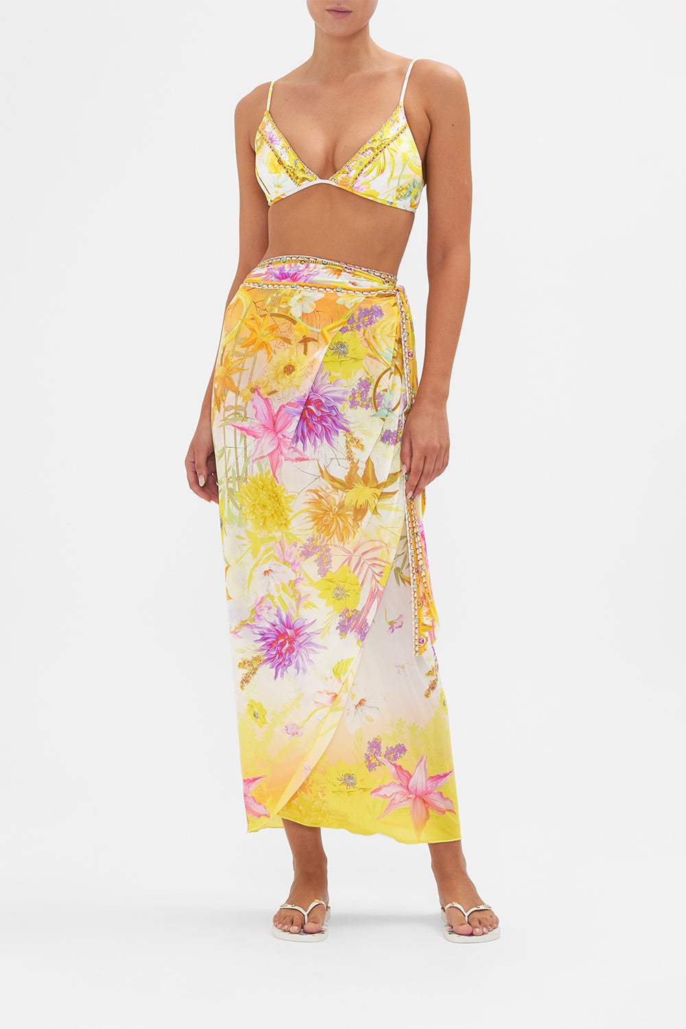 Long Draped Sarong How Does Your Garden Grow print by CAMILLA