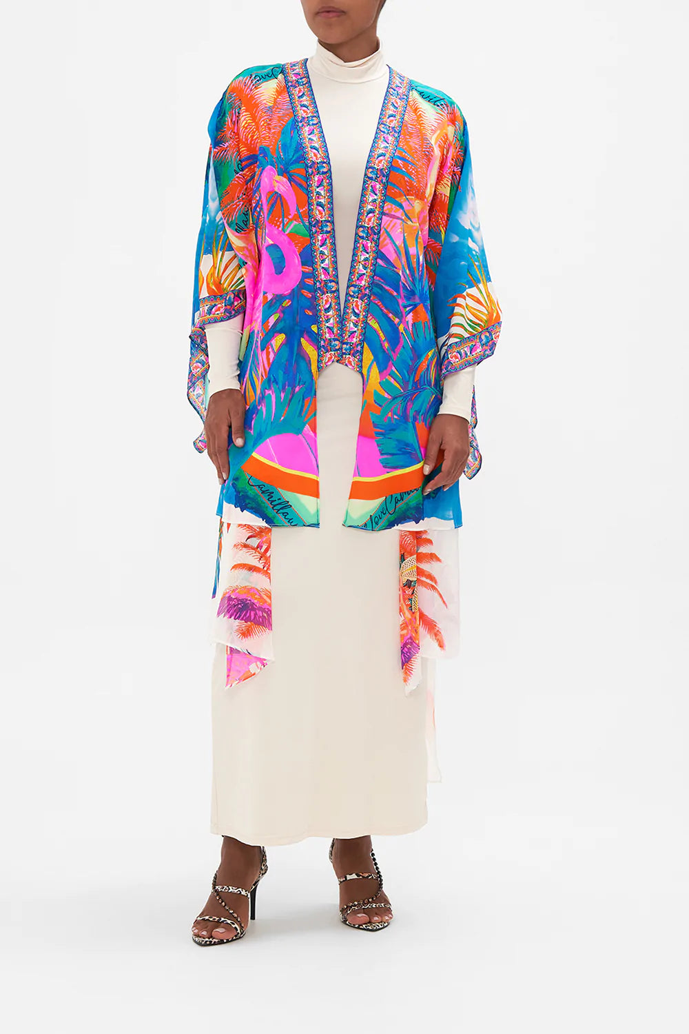 KIMONO WITH LONG UNDERLAYER FLAMENCO FLAMINGO