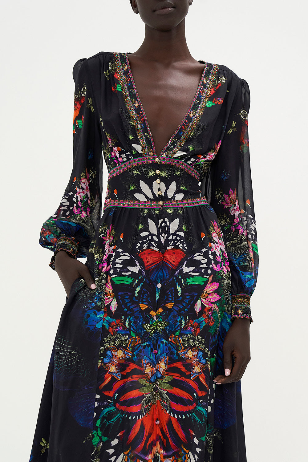 BUTTON DRESS WITH SHAPED WAISTBAND FLUTTER BY