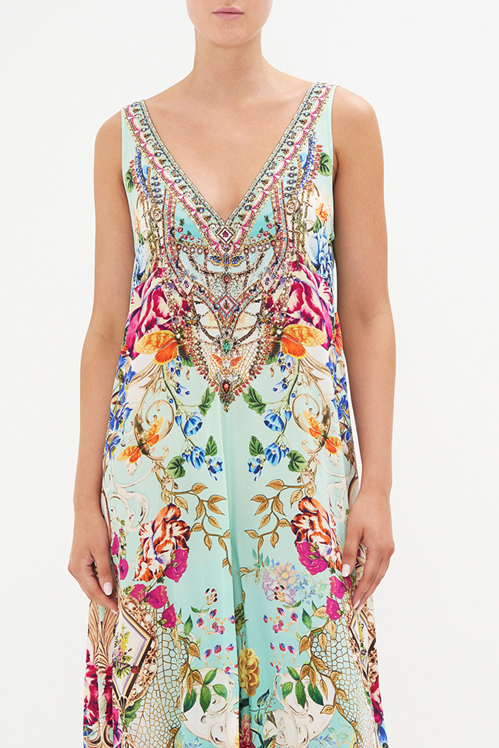 V NECK FLARED JUMPSUIT HONEY HONEY