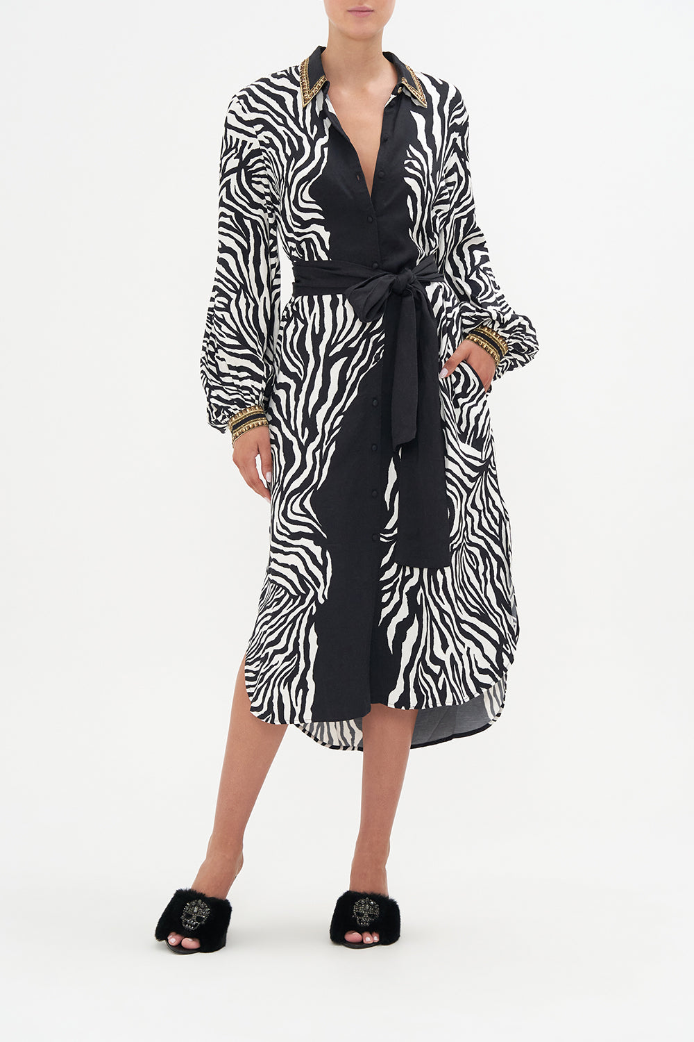 HIGH LOW MIDI SHIRT DRESS EARN YOUR STRIPES