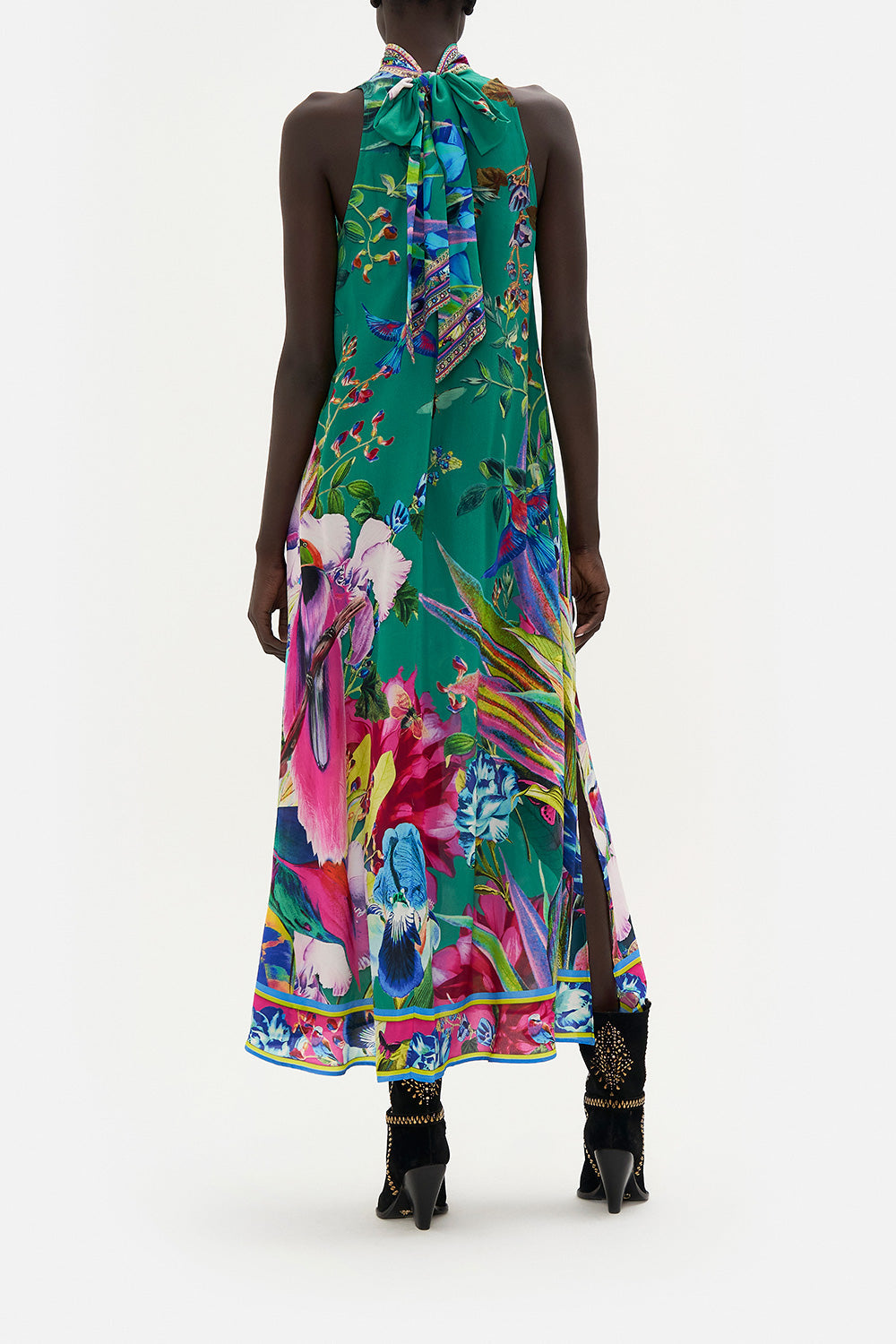 HIGH NECK DRESS WITH BACK NECK TIE RUN FROM PARADISE