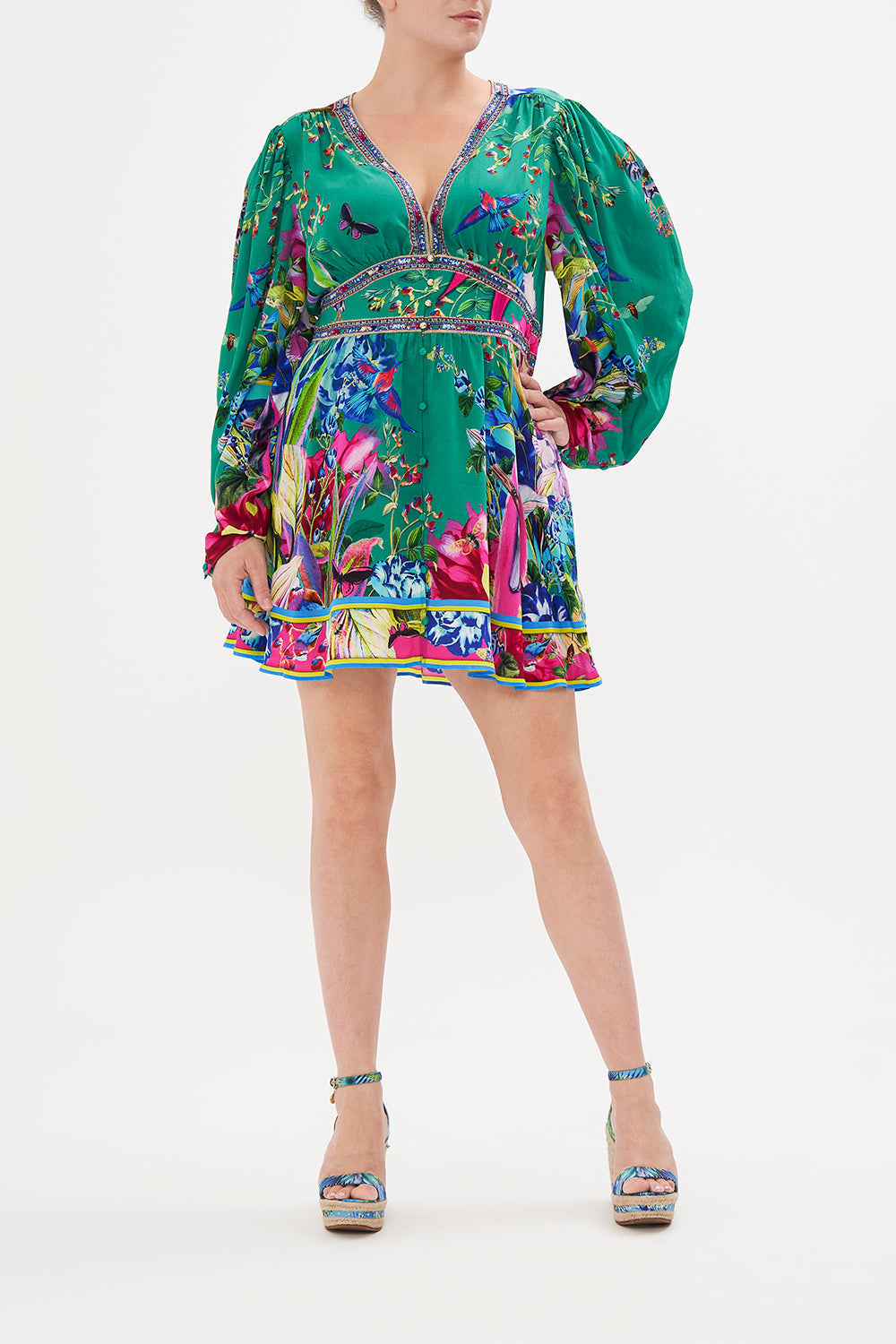 DROP SLEEVE DRESS WITH WAISTBAND RUN FROM PARADISE