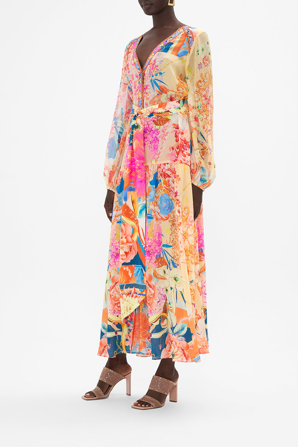 V NECK DRESS WITH BELT MEET ME IN THE GARDEN