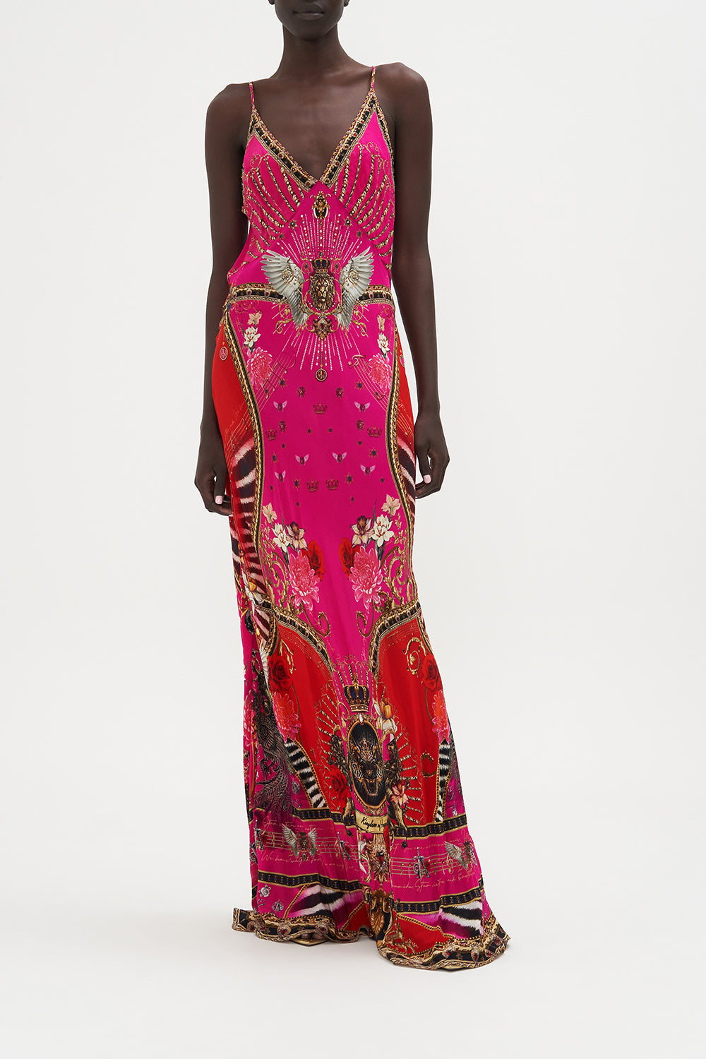 V NECK FULL LENGTH BIAS SLIP DRESS WHAT HAPPENS ON TOUR