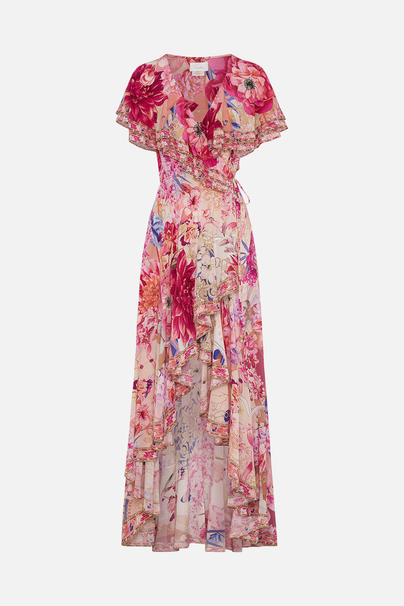 SHORT DRESS WITH BLOUSON SLEEVE ROSE BED RENDEZVOUS