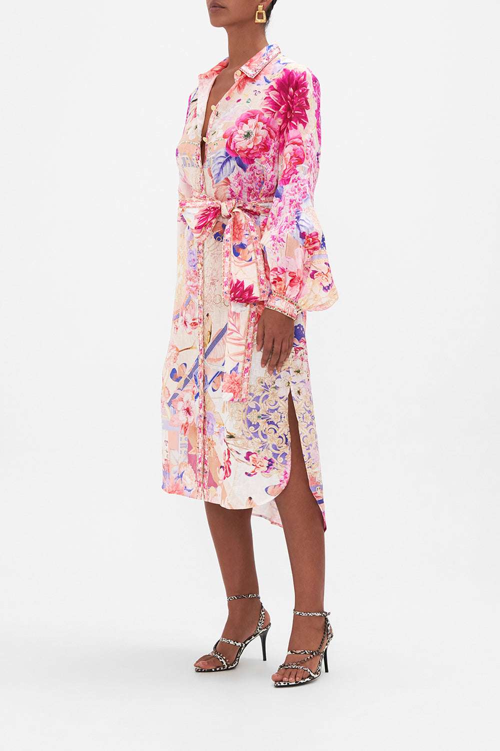 HIGH LOW MIDI SHIRT DRESS ROSE BED RENDEZVOUS