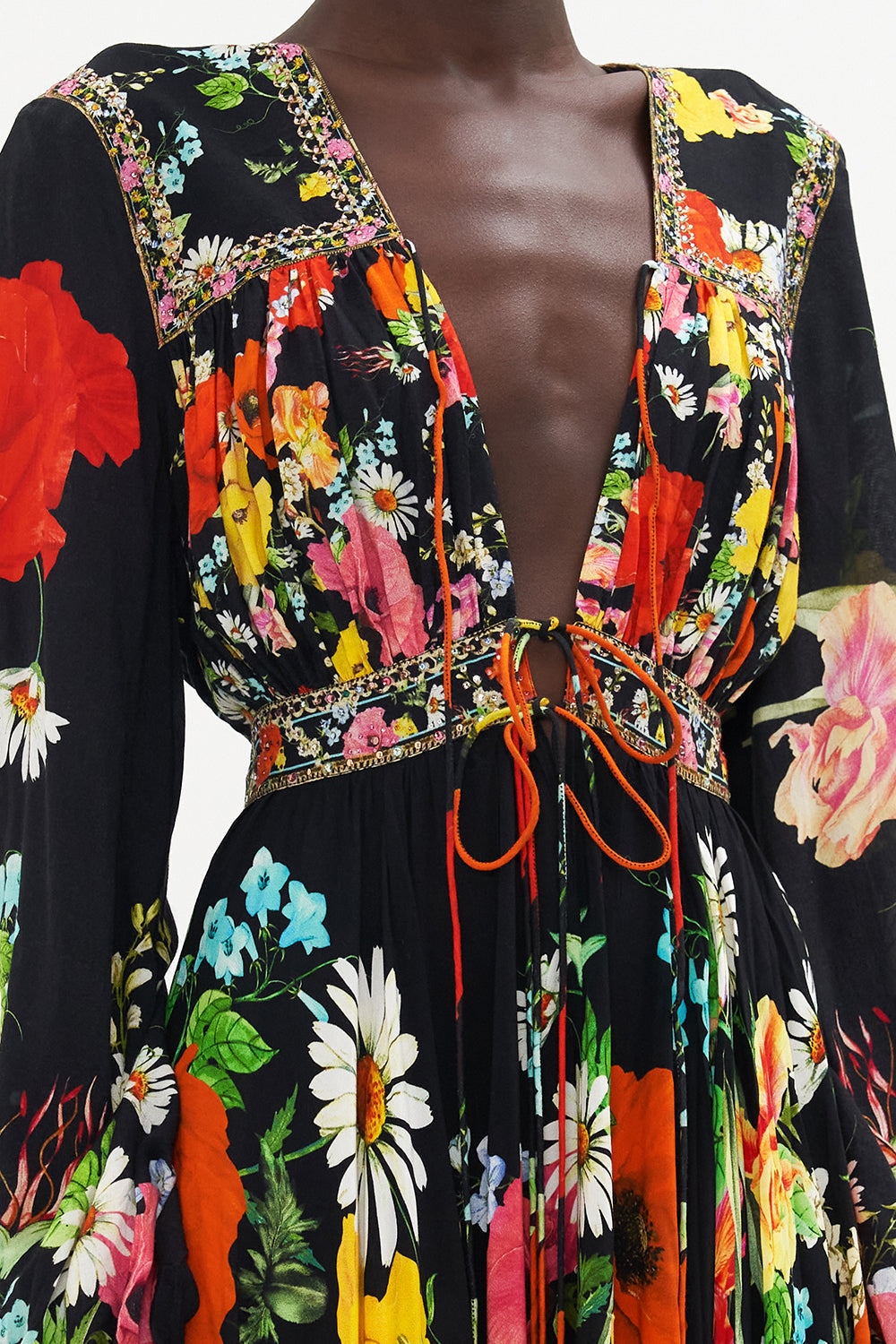 PEASANT DRESS WITH TIE FRONT DIVINE DIVINITY