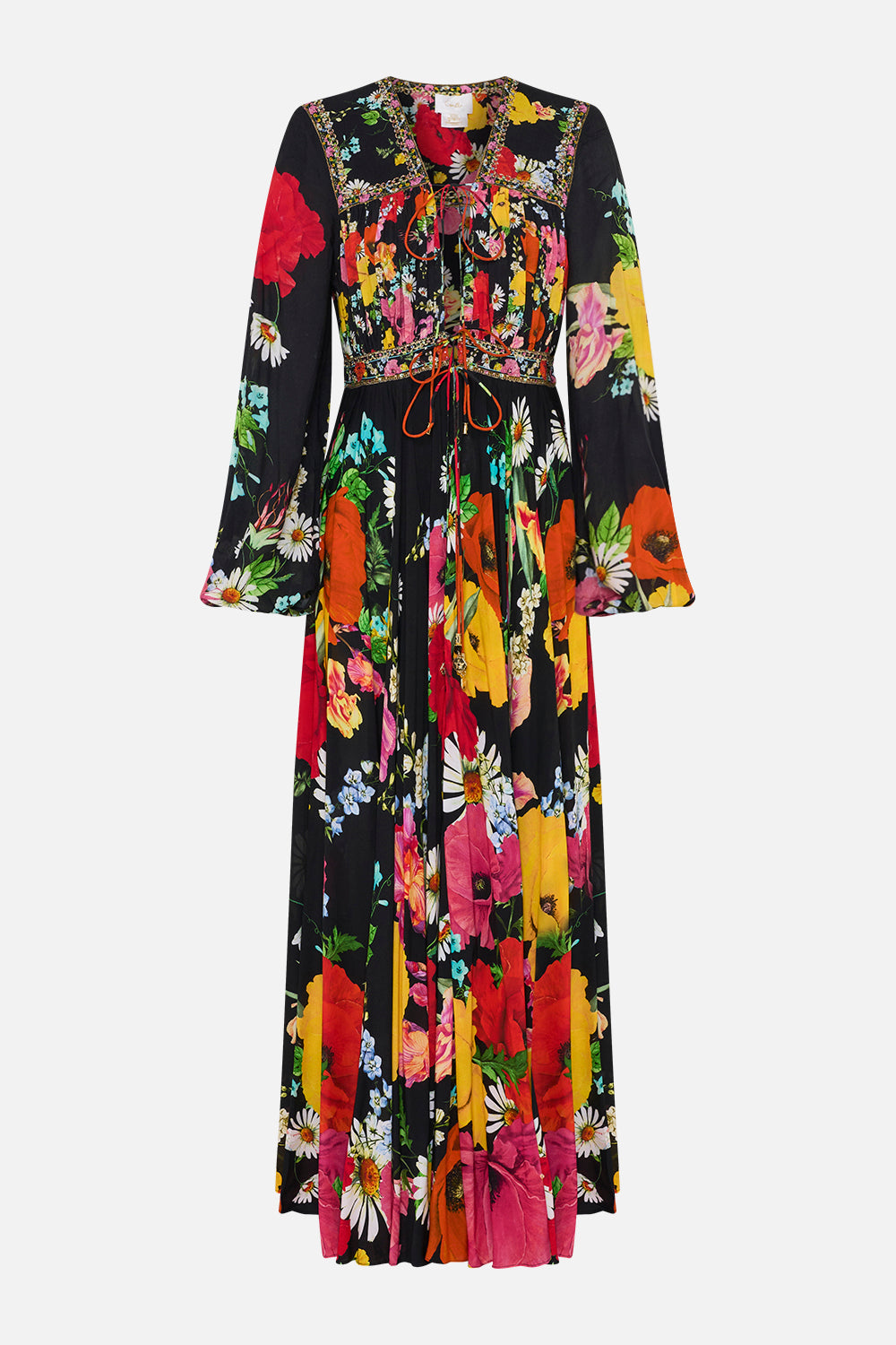 PEASANT DRESS WITH TIE FRONT DIVINE DIVINITY