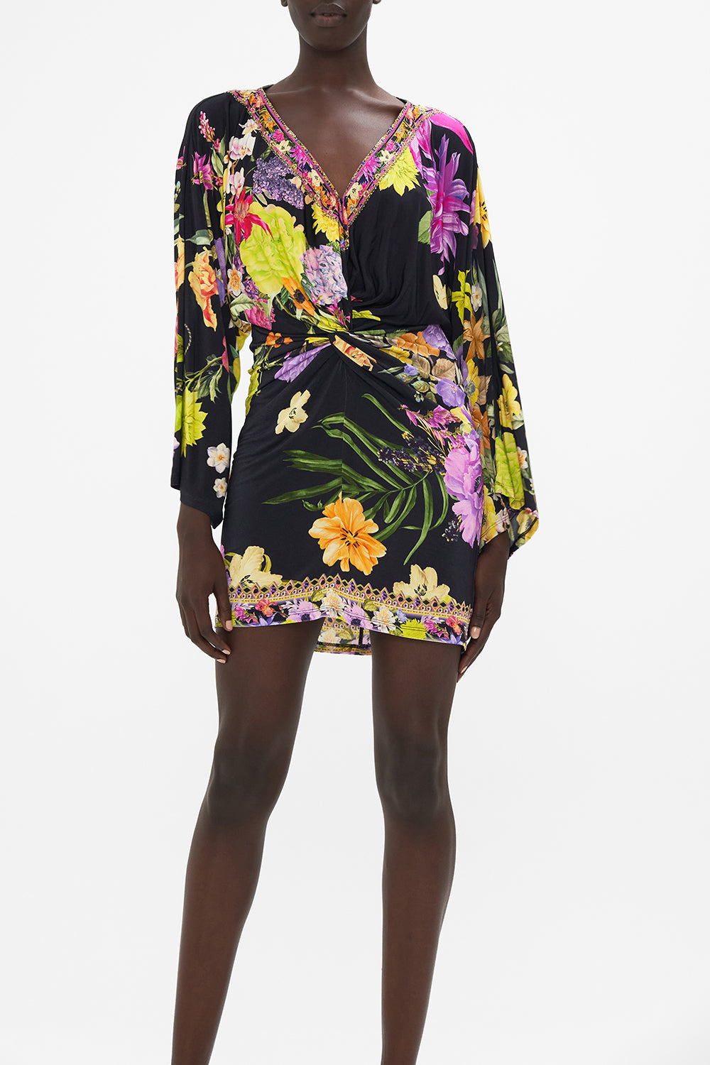 TWIST FRONT MINI DRESS PEACE BE WITH YOU