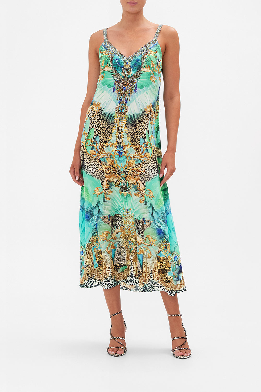 V NECK MIDI SLIP DRESS LAY OF THE LAND