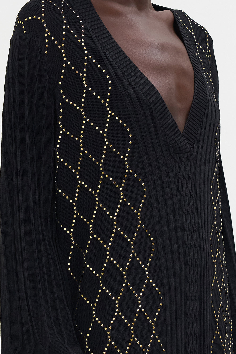 EMBELLISHED V NECK KNIT THE NIGHT IS NOIR